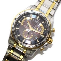 CITIZEN アテッサ エコドライブ 腕時計 ソーラー充電式 クロノグラフ デイト 黒文字盤 シルバー色 ゴールド色 E610-S104840_画像4
