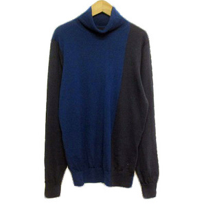  Comme Ca men COMME CA MEN sweater knitted ta-toru neck bai color wool M navy blue navy men's 