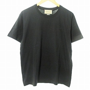 未使用品 グッチ GUCCI タグ付き カットソー Tシャツ 半袖 GGマーモント 胸ロゴ 刺繍 イタリア製 ブラック 黒 XS メンズ