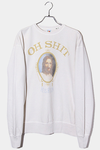 未使用品 2022AW セントマイケル SIZE:XL CREW SWEAT OH SHIT プリント クルーネックスウェット トレーナー WHITE ホワイト SM-A22-0000-01