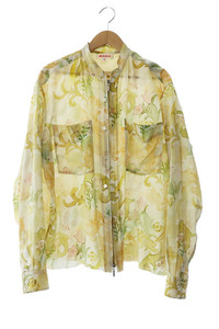 MASU エムエーエスユー 22SS GRANNY ZIP-UP SHIRTS グラニー ジップアップ シャツ ジャケット 花柄 シルク MSSS-SH0222 46 黄 イエロー 240