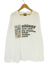 ステューシー STUSSY Tシャツ ロンT 丸首 長袖 プリント ホワイト sizeS QQQ メンズ_画像1