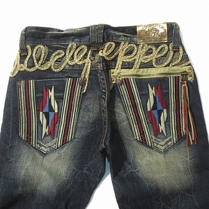  red pepper RED PEPPER Denim pants jeans stretch rope Logo embroidery indigo blue 28 men's 