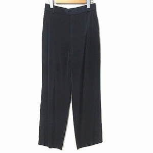  Moga MOGA close year of model feeling satin side line pants slacks long Easy navy blue navy 2 lady's 