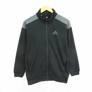  Adidas adidas джерси жакет длинный рукав Zip выше Logo с изнанки флис 160 черный спорт одежда *EKM Kids 