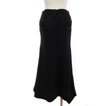 マリテフランソワジルボー MARITHE FRANCOIS GIRBAUD ロングスカート フレア 装飾 ウール カシミヤ混 バックジップ 黒 ブラック 36_画像3