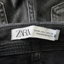 ザラ ZARA パンツ デニム ジーンズ テーパード ストレッチ ダメージ加工 ウォッシュ加工 38 黒 ブラック /CK17 ☆ レディース_画像6