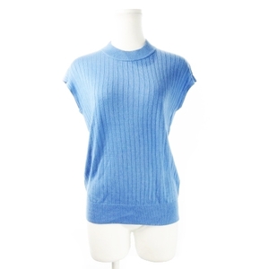  Mayson Grey MAYSON GREY knitted sweater mok neck short sleeves French sleeve corrugated galvanised iron rib wool . thin 2 blue blue 