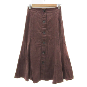  Olive des Olive OLIVE des OLIVE corduroy skirt flair skirt long height plain button down manner F red Brown lady's 