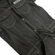 トミージーンズ Tommy jeans ワンピース デニム 半袖 ひざ丈 ロゴワッペン ジップアップ ヘリンボーン コットン グレー オフ白 S_画像4