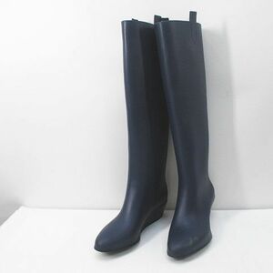  Kartell Kartell rain boots Raver boots Wedge sole navy navy blue series Italy made lady's 