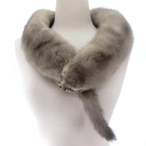  muffler tippet mink fur 2 ream face attaching gray #GY11 lady's 