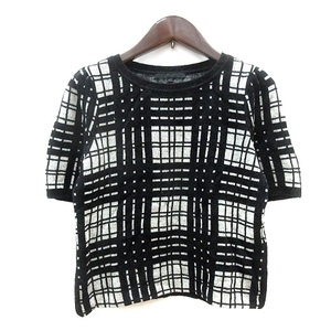  Anayi ANAYI knitted sweater check short sleeves 38 black black white white /MN lady's 