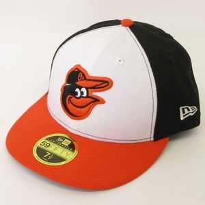 ニューエラ NEW ERA 美品 59FIFTY LOW PROFILE MLB ボルティモア オリオールズ キャップ オレンジ ホワイト ブラック 7 1/2 59.6cm 帽子
