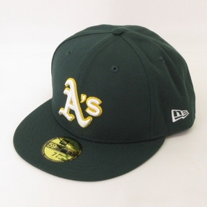 ニューエラ NEW ERA 美品 59FIFTY MLB オークランド・アスレチックス キャップ 帽子 グリーン 7 5/8 60.6cm メンズ