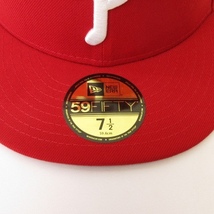 ニューエラ NEW ERA 美品 59FIFTY P フィラデルフィア・フィリーズ キャップ 帽子 カーディナル レッド 8 63.5cm メンズ_画像3