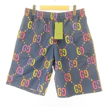 未使用品 グッチ GUCCI タグ付き JUMBO GG NYLON SHORTS ハーフパンツ ショートパンツ GG柄 703548 ウエストゴム 紺 ネイビー 52 約XL_画像1