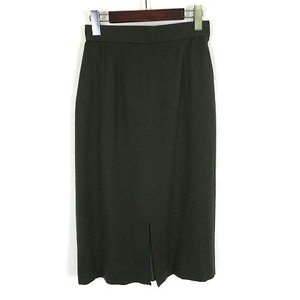  Ungaro UNGARO solo donna skirt long skirt tight wool front slit M 9 dark green deep green lady's 