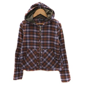  Beams Boy BEAMS BOY jacket Parker middle height Zip up check pattern F multicolor purple /YK8 lady's 