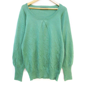  As Know As as know as knitted cut and sewn long sleeve round neck plain wool .F green green /FF30 lady's 