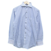 未使用品 メンズビギ × クラウデッドクローゼット Yシャツ ワイシャツ ドレスシャツ 長袖 ストライプ柄 2 白 紺 ホワイト /FF45 メンズ_画像1