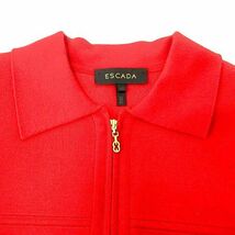 エスカーダ ESCADA 3点 セット ニットジャケット ノースリーブ カットソー ひざ丈 スカート セットアップ 42 XL相当 赤 レッド レディース_画像5