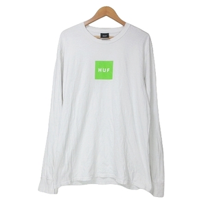 ハフ HUF Tシャツ ロンT カットソー ロゴ プリント クルーネック L 白 ホワイト ■GY01 X メンズ