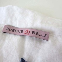 クイーン&ベル QUEENE&BELLE スコットランド製 シャツ ブラウス スキッパー 長袖 スター 星 ロゴ 刺繍 M 白 ホワイト 紺 国内正規品_画像4