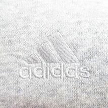 アディダス adidas 長袖 パーカー ジャケット XL 灰系 グレー ロゴ 文字 刺繍 ジップアップ 綿 コットン 裏起毛 レディース_画像6