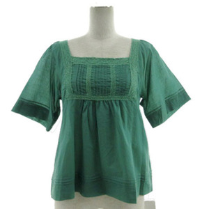  unused goods Vert Dense Vert Dense cut and sewn square neck race switch . short sleeves cotton green green M lady's 