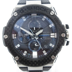 カシオジーショック G-STEEL 腕時計 アナログ タフソーラー クロノグラフ デイト GST-B100XA-1AJF 黒 ブラック 青 ブルー ■SM1 メンズ