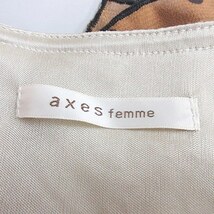 アクシーズファム axes femme ワンピース ノースリーブ ミニ丈 異素材切替 レース ドット柄 プリント テープ フリル ベージュ 茶 ブラウン_画像3