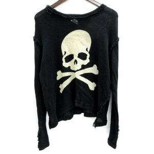  master ma India mastermind JAPAN sweater low gauge knitted Skull cut off MM-TS64-81 cotton S black black men's 