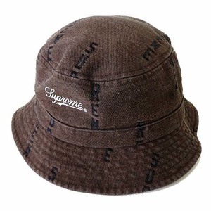 シュプリーム SUPREME 20AW Logo Jacquard Denim Crusher Hat ロゴ ジャガード デニム クラッシャー バケット ハット 帽子 M-L 茶色