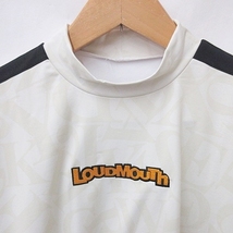 未使用品 ラウドマウスゴルフ Loud Mouth Golf シャツ ハイネック モックネック 長袖 総柄 UVカット 刺繍 白 ホワイト LL メンズ_画像4