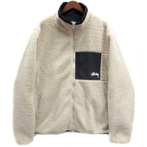 ステューシー STUSSY シェルパ ジャケット フルジップ ボア フリース ナチュラル XL メンズ