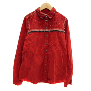 ポール&ジョー シスター コーデュロイシャツ カジュアルシャツ 長袖 ビーズ刺繍 オーバーサイズ 1 マルチカラー 赤 レッド レディース