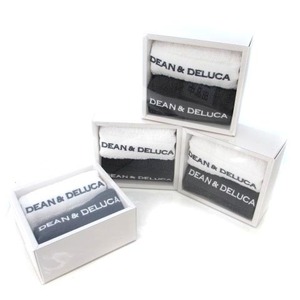 ディーンアンドデルーカ DEAN&DELUCA ハンドタオルギフトボックス 4点セット 全8点 コットン ロゴ ホワイト チャコールグレー インテリア