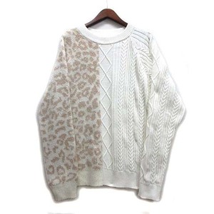 スタンプド STAMPD チーター ブロック ケーブルニット セーター クルーネック プルオーバー Cheetah Blocked Sweater ホワイト XL メンズ