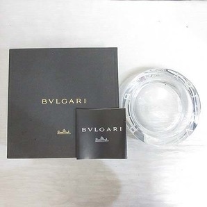 未使用品 ブルガリ BVLGARI ローゼンタール ROSEN THAL アッシュトレイ 灰皿 19.5cm クリスタル ガラス クリア 丸形 ロゴ 小物 オブジェの画像2