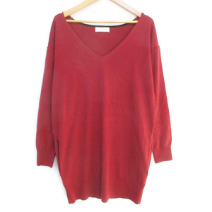  Le souk Le souk knitted tunic long sleeve V neck plain 38 red red /FF13 lady's 