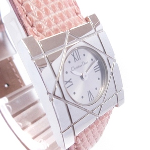 クリスチャンディオール クールカレ 腕時計 クォーツ アナログ 2針 D82-100 文字盤 シルバーカラー ピンク ウォッチ ■SM1 レディースの画像2