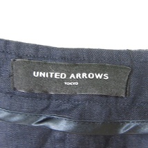 ユナイテッドアローズ UNITED ARROWS ノーカラージャケット 麻 38 ネイビー フリンジ kz7133 レディース_画像5