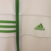 アディダス adidas ゴルフ ジャケット ジャージ ジップアップ 長袖 ロゴ ワンポイント 白 ホワイト 緑 グリーン L ■SM1 メンズ_画像3