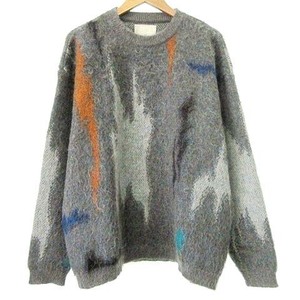 ヨーク YOKE 22AW STILL JACQUARD CREWNECK ジャガード クルーネック セーター モヘヤ混 ニット 3 グレー ■U30 メンズ