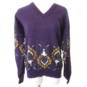 Кристиан Dior Christian Dior Vintage Lite Sweater с длинным рукавом Floral M Purple Purple ■ GY09 Ladies