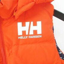 ヘリーハンセン HELLY HANSEN リバーシブル ダウンベスト 130 オレンジ系 ジップアップ フード ポケット キッズ_画像8