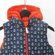 ヘリーハンセン HELLY HANSEN リバーシブル ダウンベスト 130 オレンジ系 ジップアップ フード ポケット キッズ_画像7