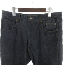 KWP LEATHER クシタニ EXPLORER JEANS レザーパンツ コーティング加工 ジッパーフライ 8167 黒 ブラック W36 ■SM1 メンズ_画像3