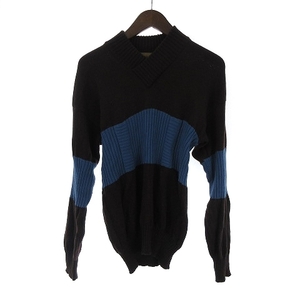  Yves Saint-Laurent YVES SAINT LAURENT Vintage вязаный свитер длинный рукав ребра чай Brown 2 M ранг #SM1 мужской 